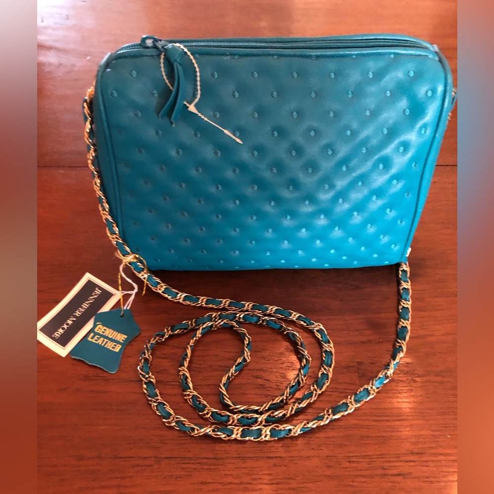 Jennifer Moore Vintage Quilted Crossbody Turquoise Purse - NEW WITH TAGS!